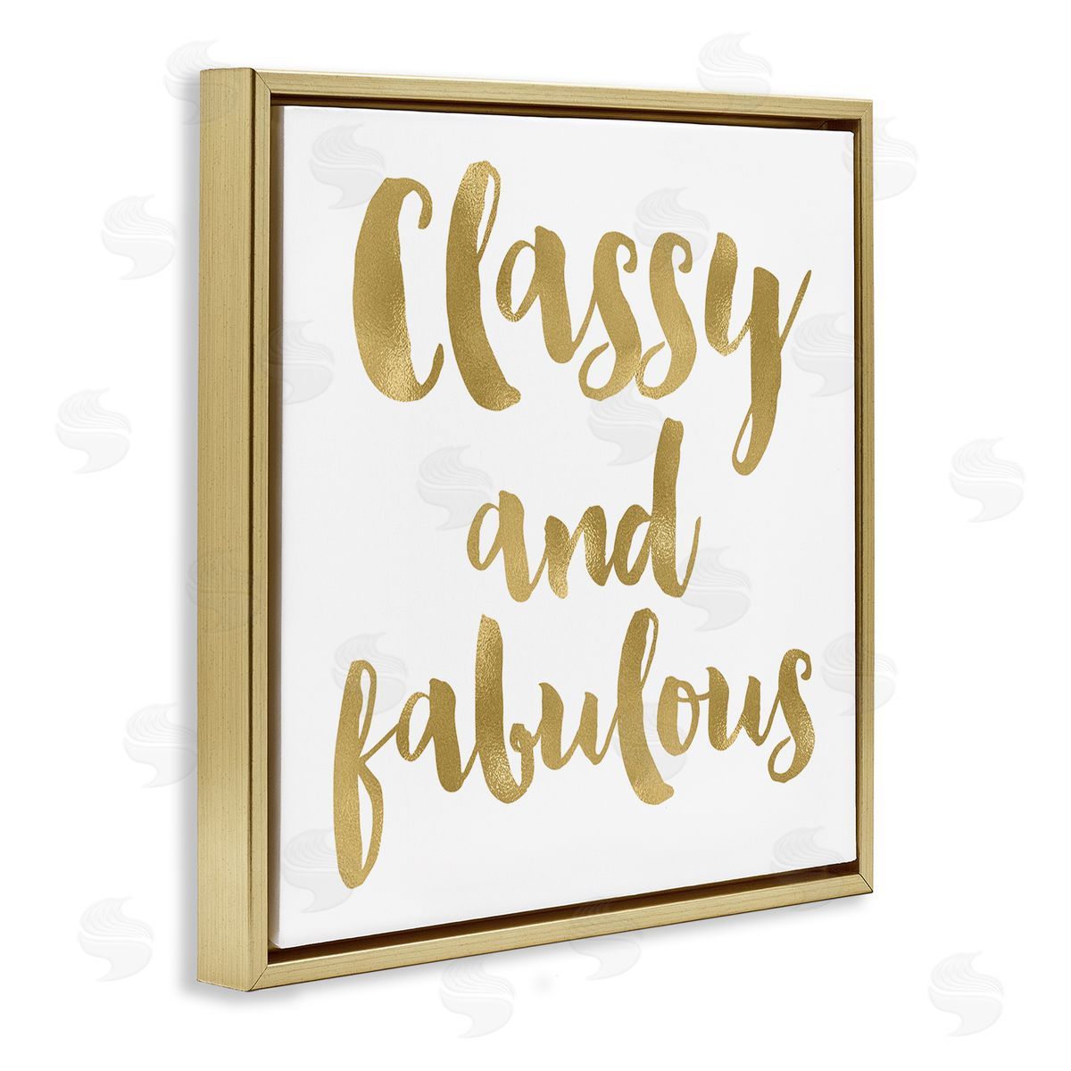Amy Brinkman Classy and Fabulous Glam Detail Calligraphy Phrase  Gold Floating Frame Canvas Wall Art Print