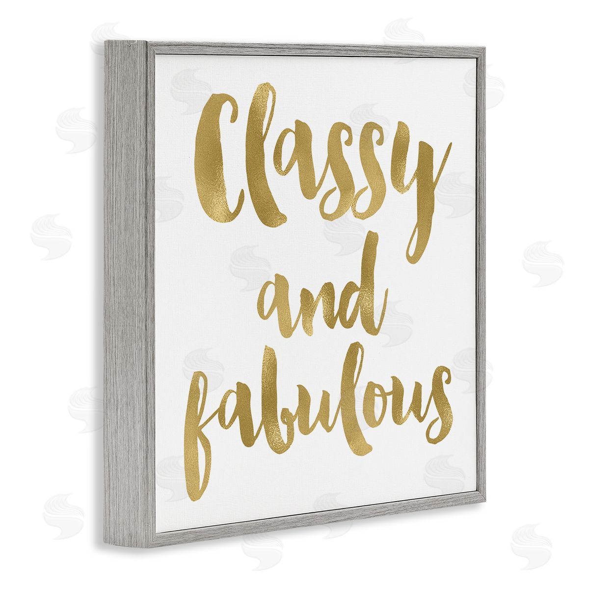 Amy Brinkman Classy and Fabulous Glam Detail Calligraphy Phrase  Gray Framed Glicee Wall Art Print