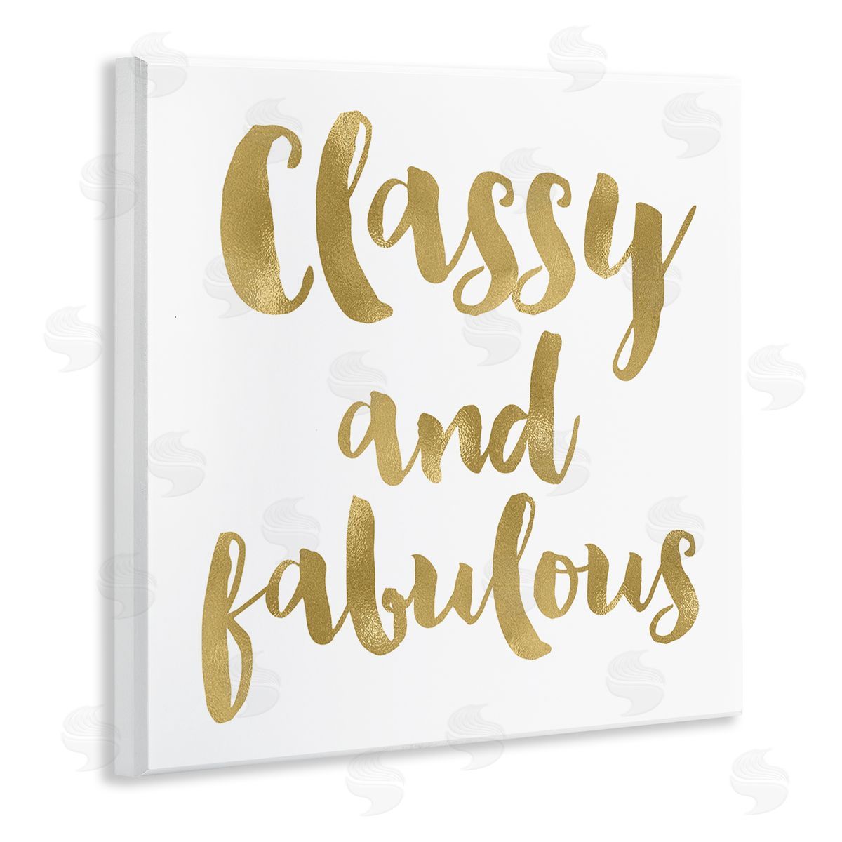 Amy Brinkman Classy and Fabulous Glam Detail Calligraphy Phrase  Wooden Wall Plaque Art Print