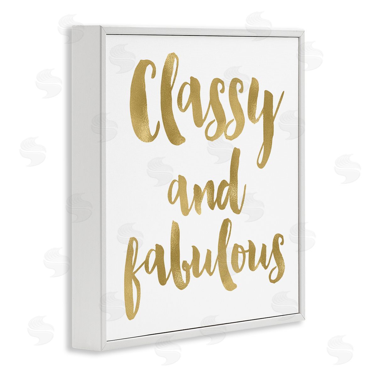 Amy Brinkman Classy and Fabulous Glam Detail Calligraphy Phrase  White Framed Glicee Wall Art Print