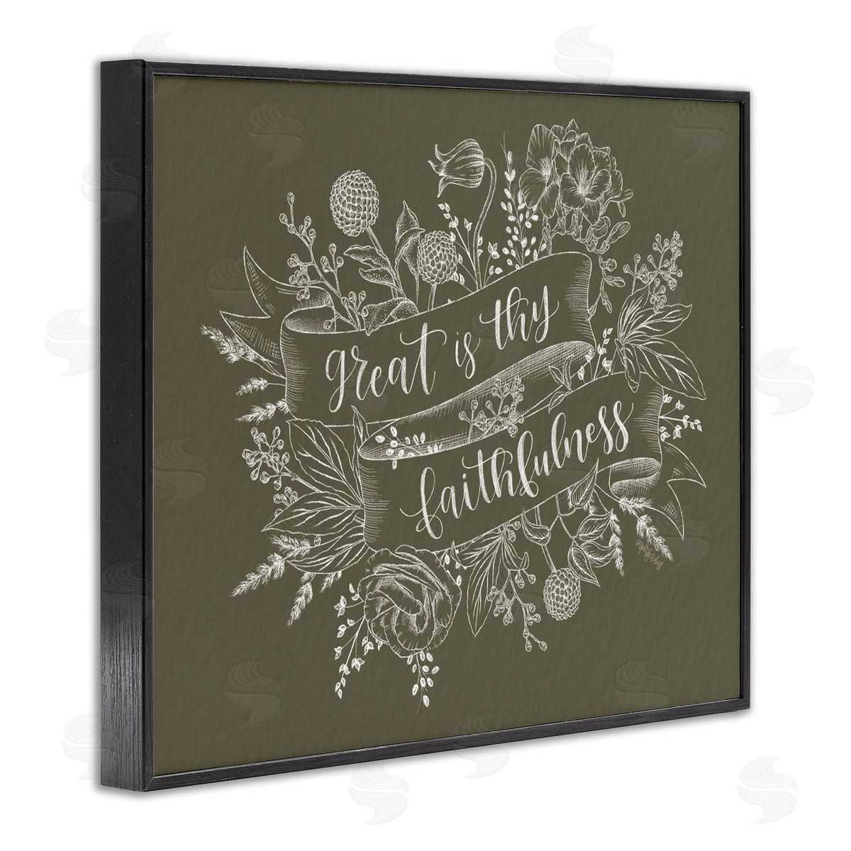 Imperfect Dust Great Is Thy Faithfulness Religious Phrase Botanical   Black Framed Giclee Wall Art Print