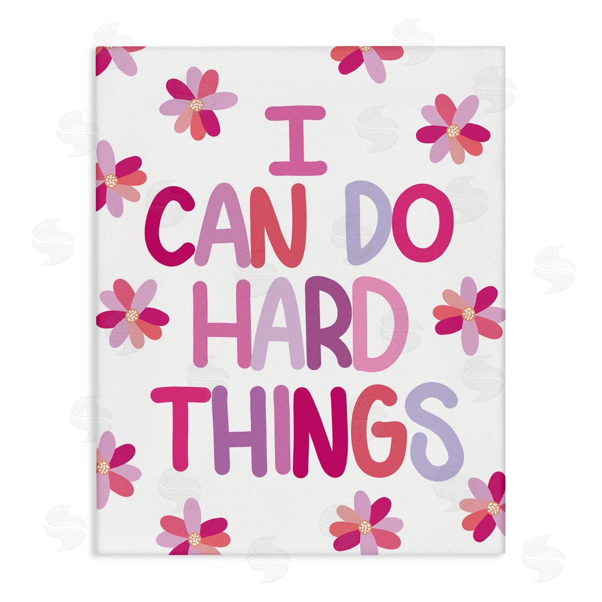 Emily Cromwell I Can Do Hard Things Humorous Floral Pattern  Stretched Canvas Wall Art Print
