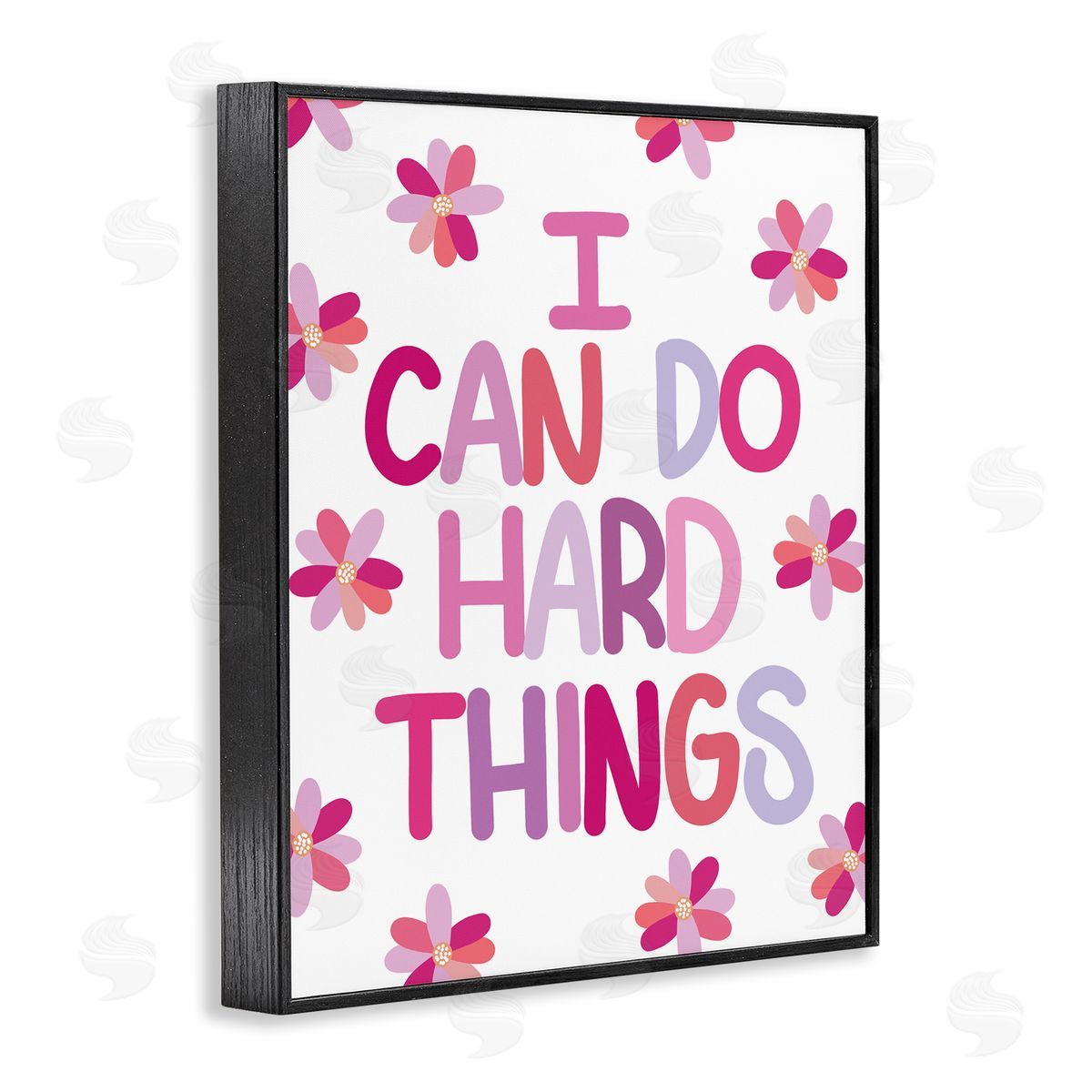 Emily Cromwell I Can Do Hard Things Humorous Floral Pattern  Black Framed Giclee Wall Art Print