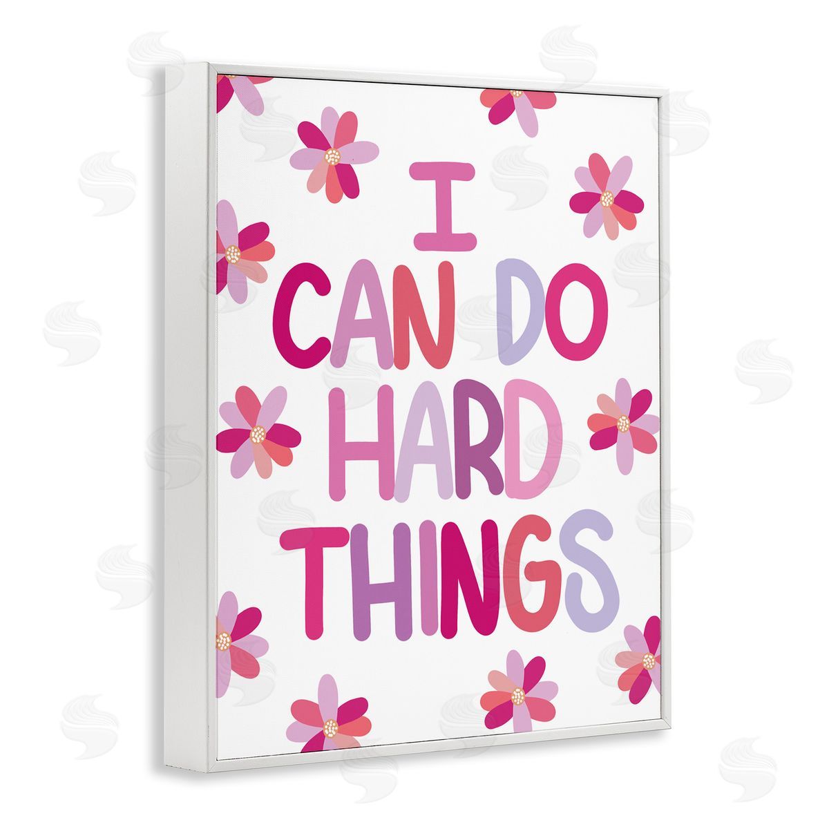 Emily Cromwell I Can Do Hard Things Humorous Floral Pattern  White Framed Giclee Wall Art Print