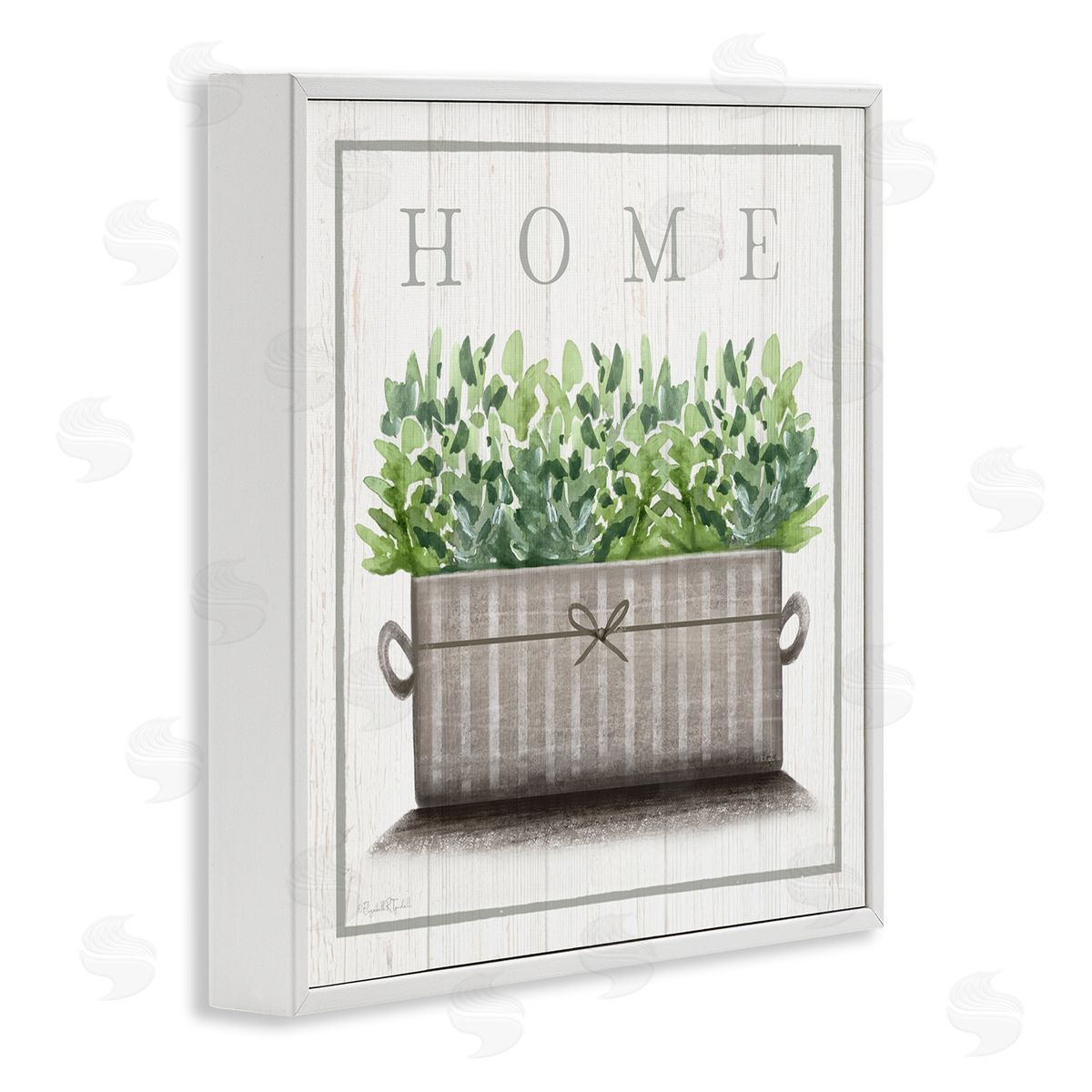 Elizabeth Tyndall Country Home Potted Plant Rustic Pattern Sign White Framed Glicee Wall Art Print