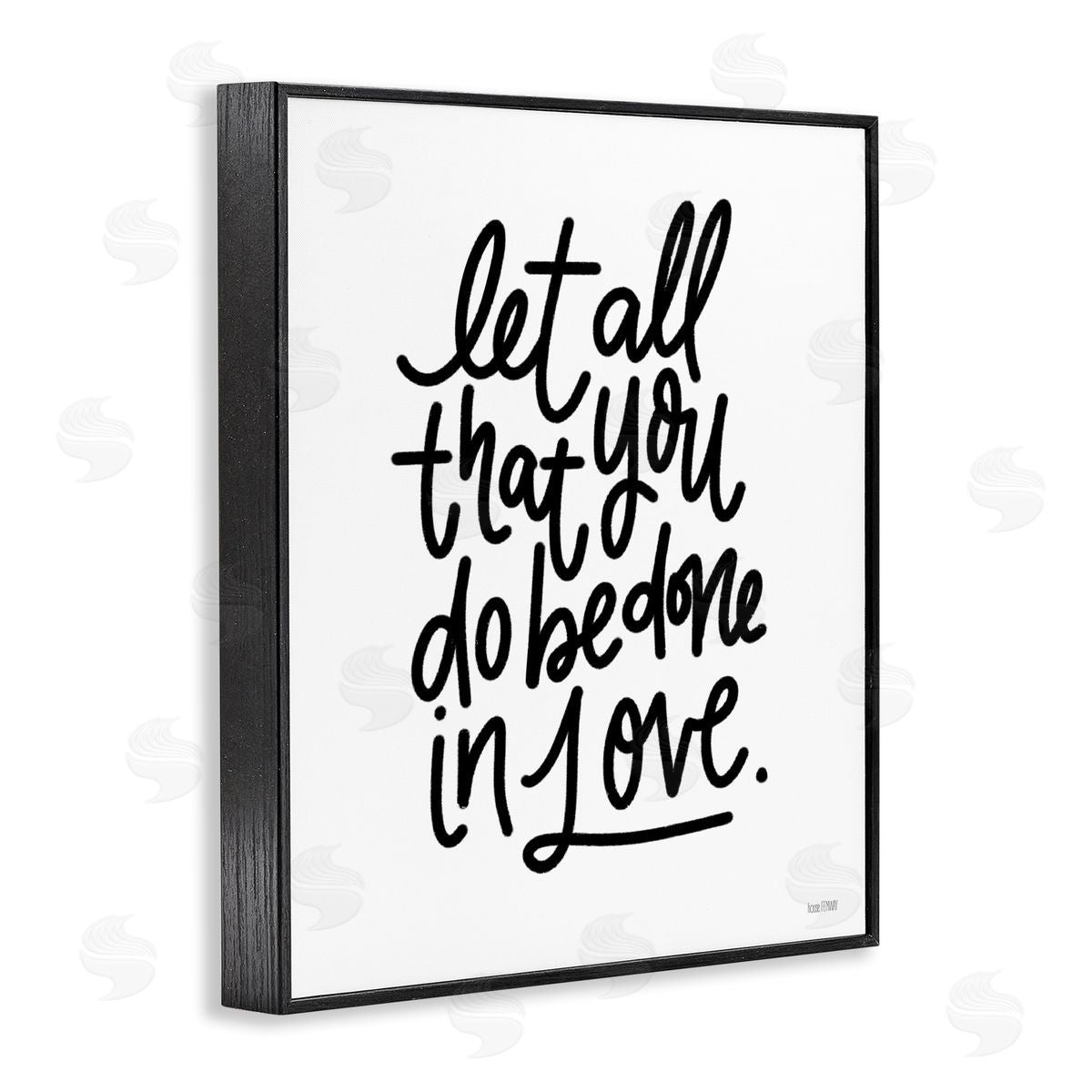 House Fenway Done in Love Romanic Fancy Calligraphy Phrase  Black Framed Giclee Wall Art Print