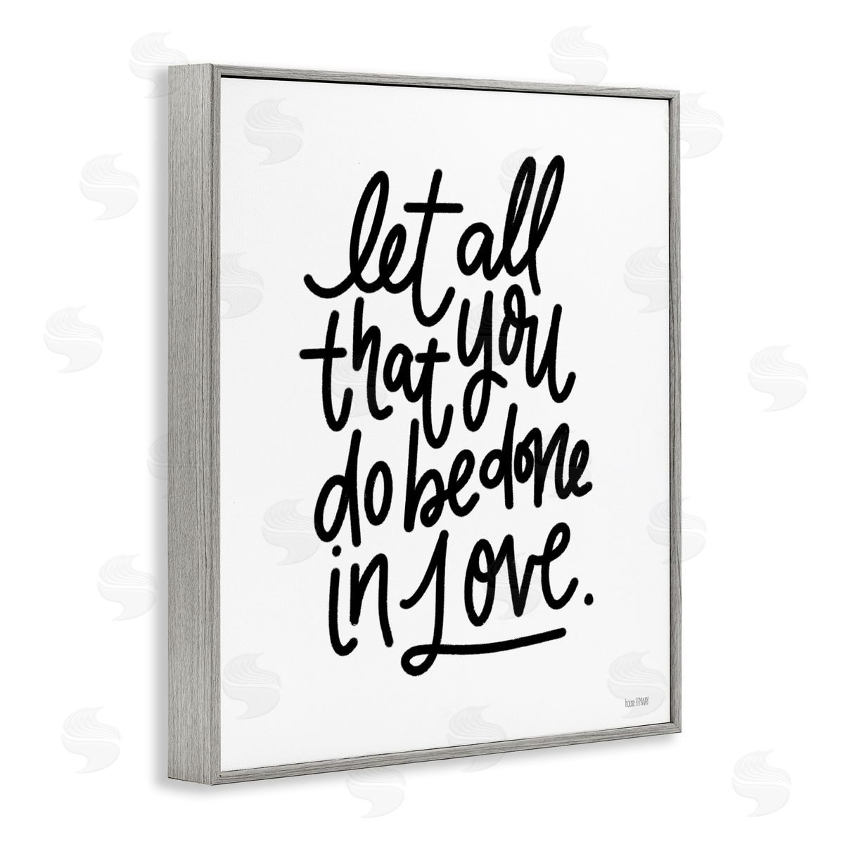 House Fenway Done in Love Romanic Fancy Calligraphy Phrase  Gray Framed Giclee Wall Art Print