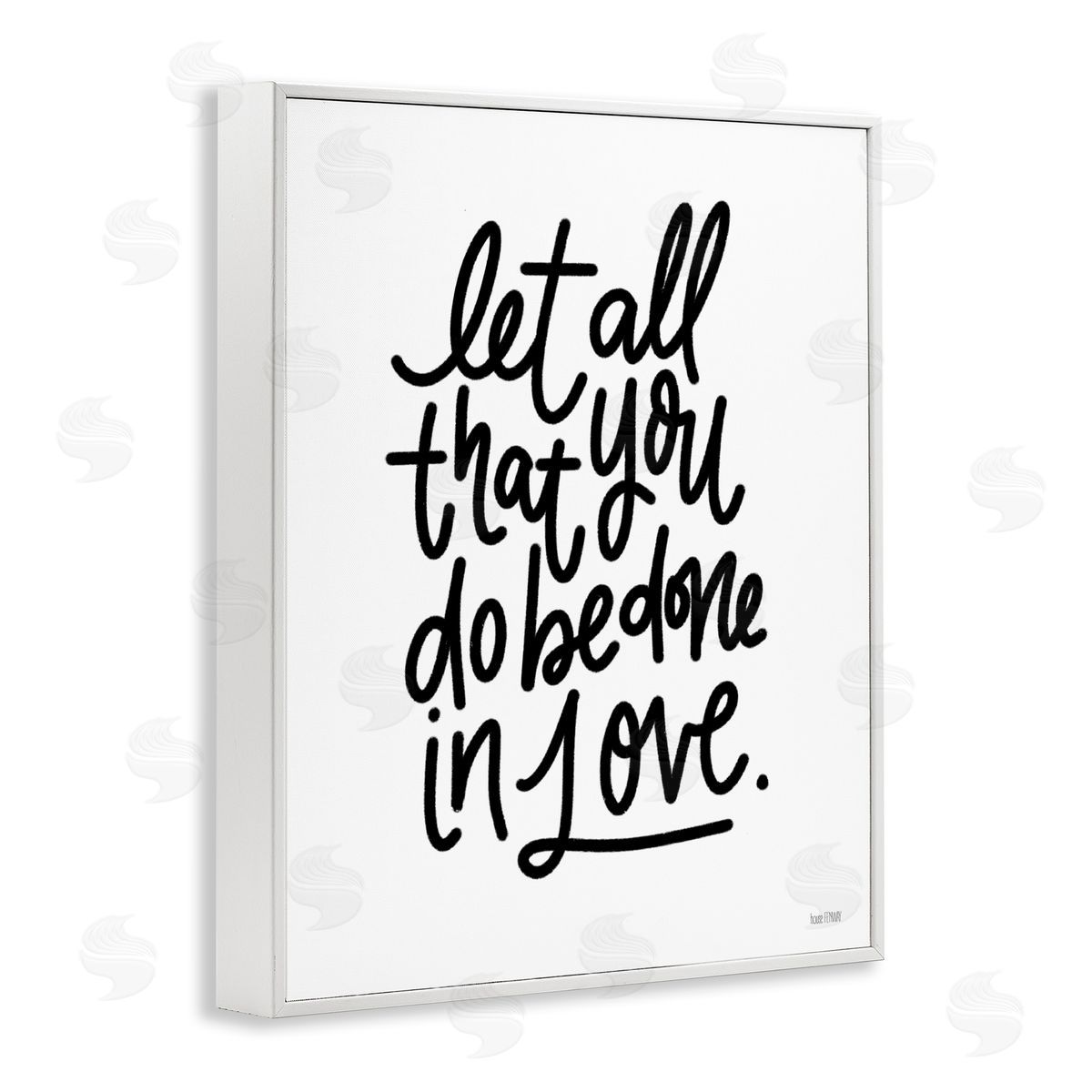 House Fenway Done in Love Romanic Fancy Calligraphy Phrase  White Framed Giclee Wall Art Print