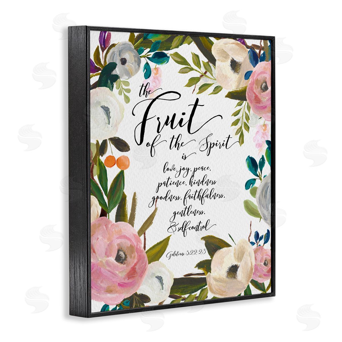 Amy Brinkman Fruit of the Spirit Religious Faith Calligraphy Passage  Black Framed Giclee Wall Art Print