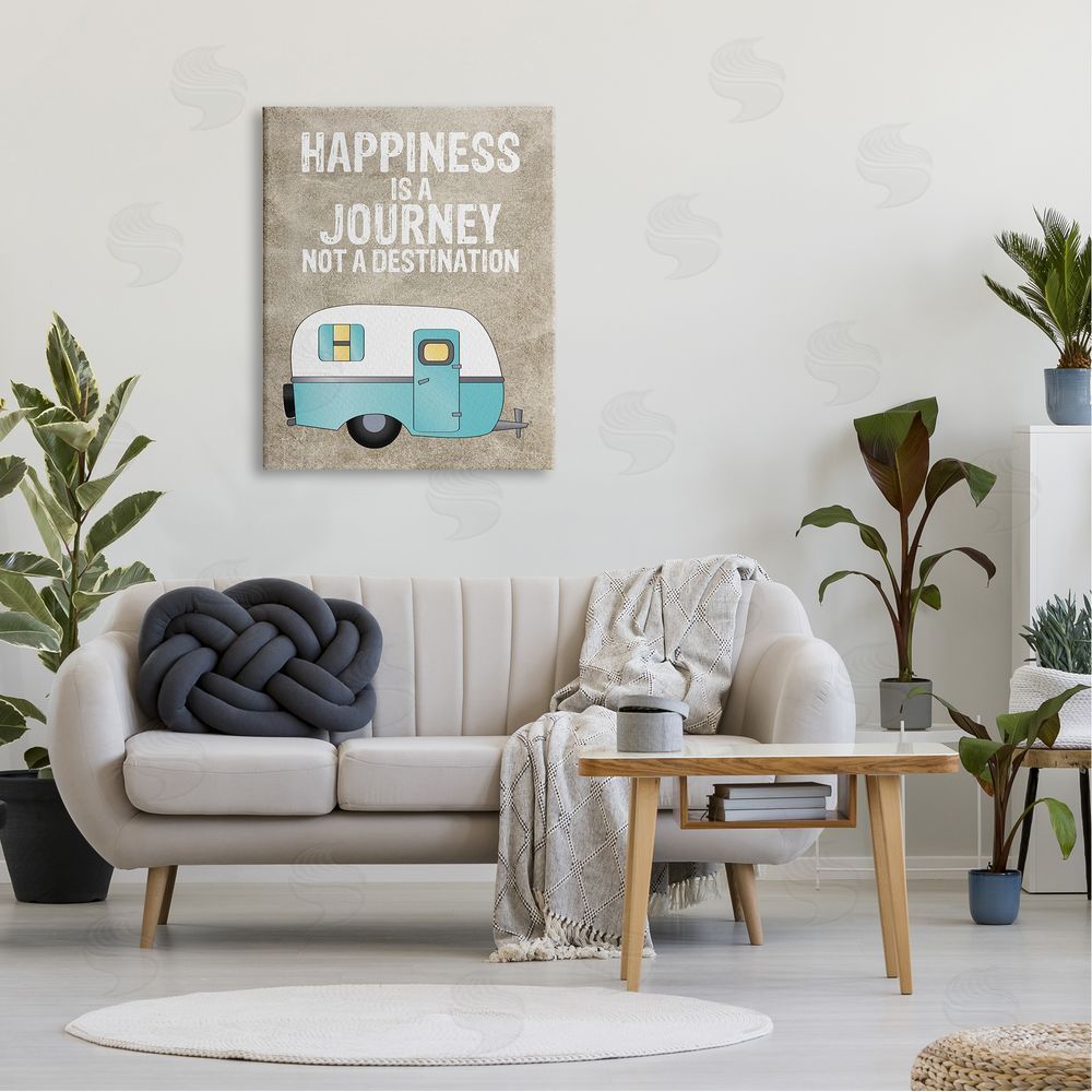 Amy Brinkman Happiness is a Journey Inspirational Adventure Quote  Canvas Wall Art Print in Room