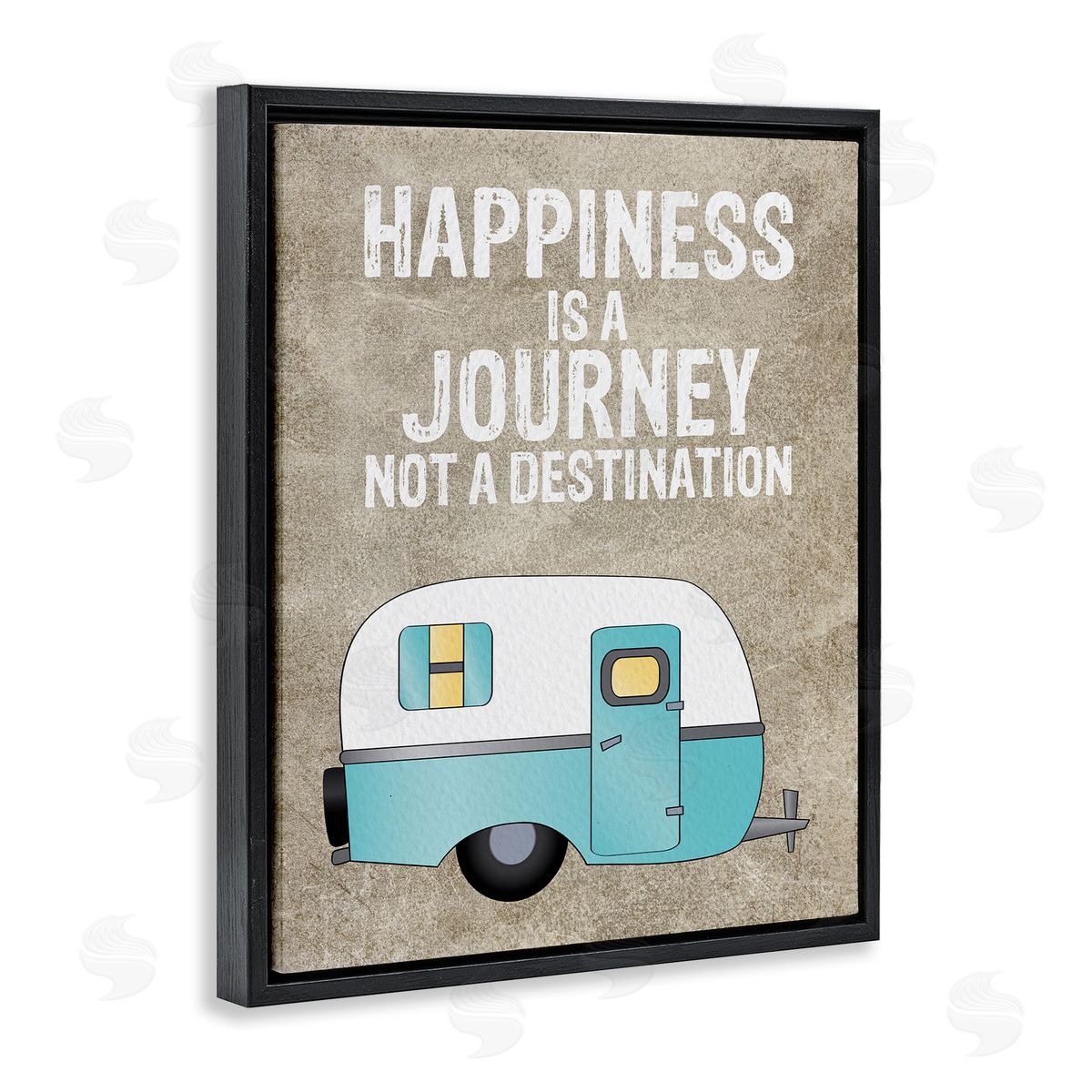 Amy Brinkman Happiness is a Journey Inspirational Adventure Quote  Black Floating Frame Canvas Wall Art Print