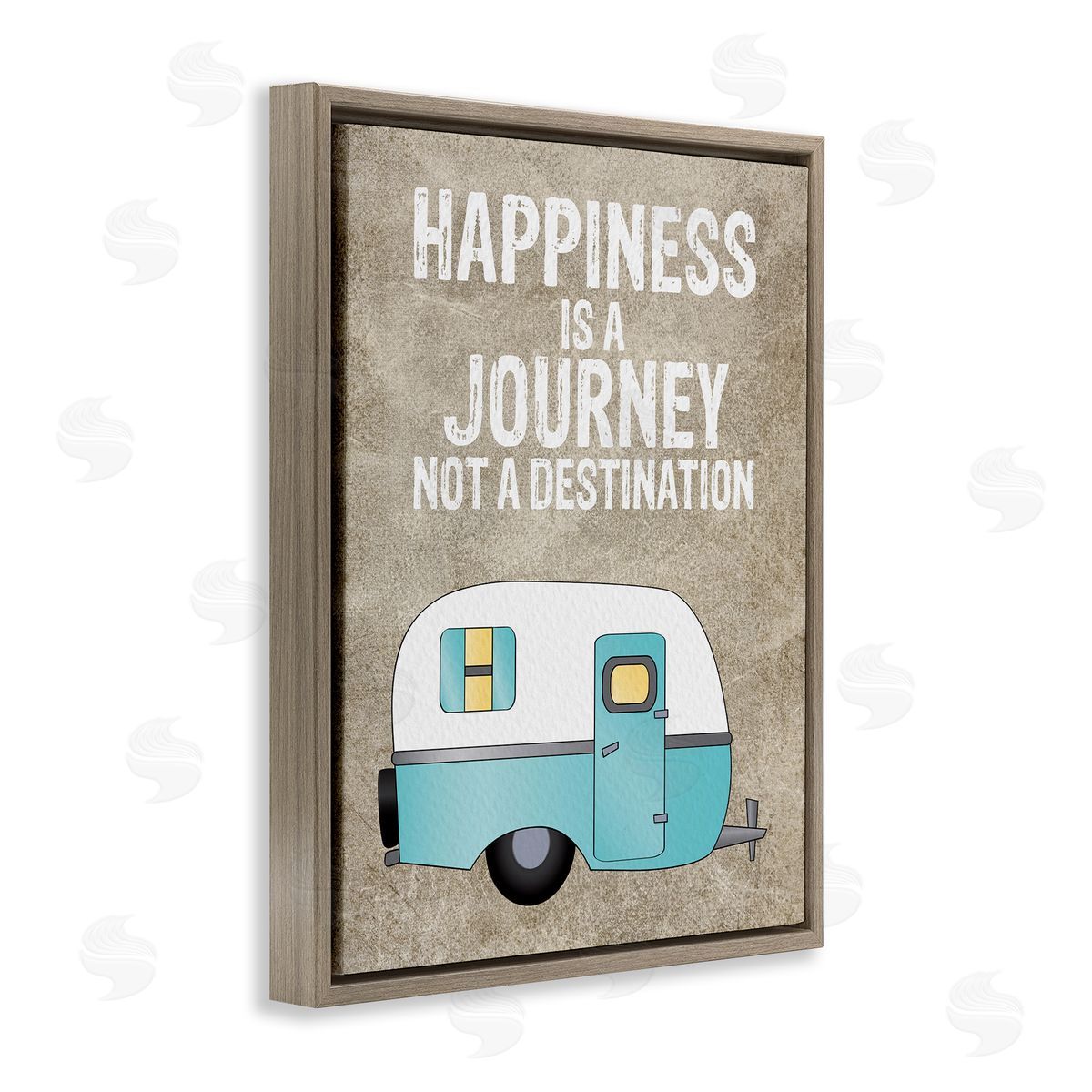 Amy Brinkman Happiness is a Journey Inspirational Adventure Quote  Brown Floating Frame Canvas Wall Art Print