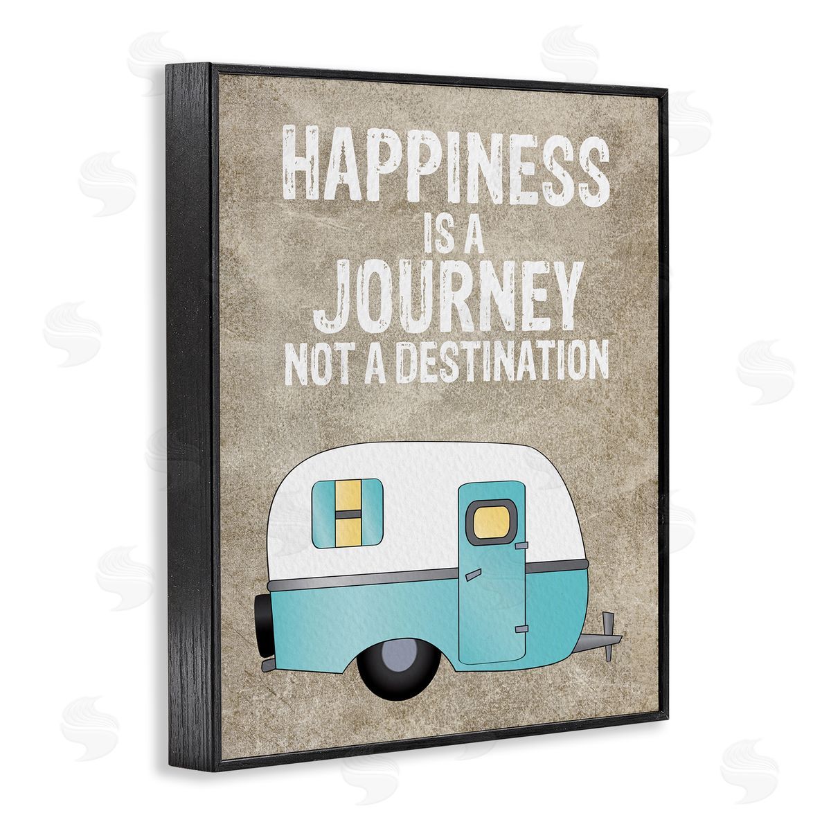 Amy Brinkman Happiness is a Journey Inspirational Adventure Quote  Black Framed Giclee Wall Art Print