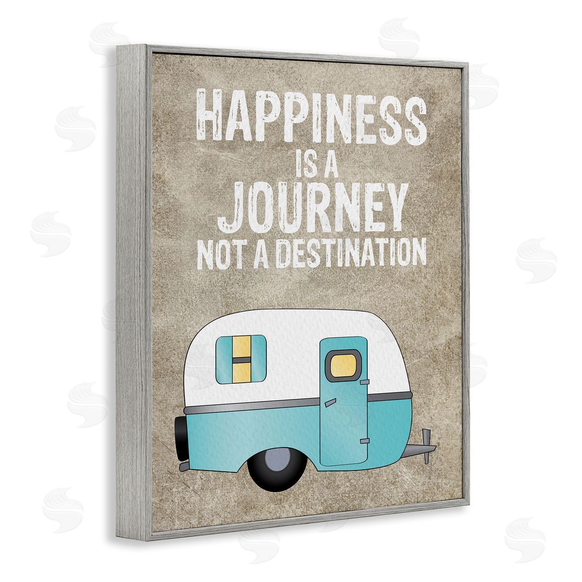 Amy Brinkman Happiness is a Journey Inspirational Adventure Quote  Gray Framed Giclee Wall Art Print