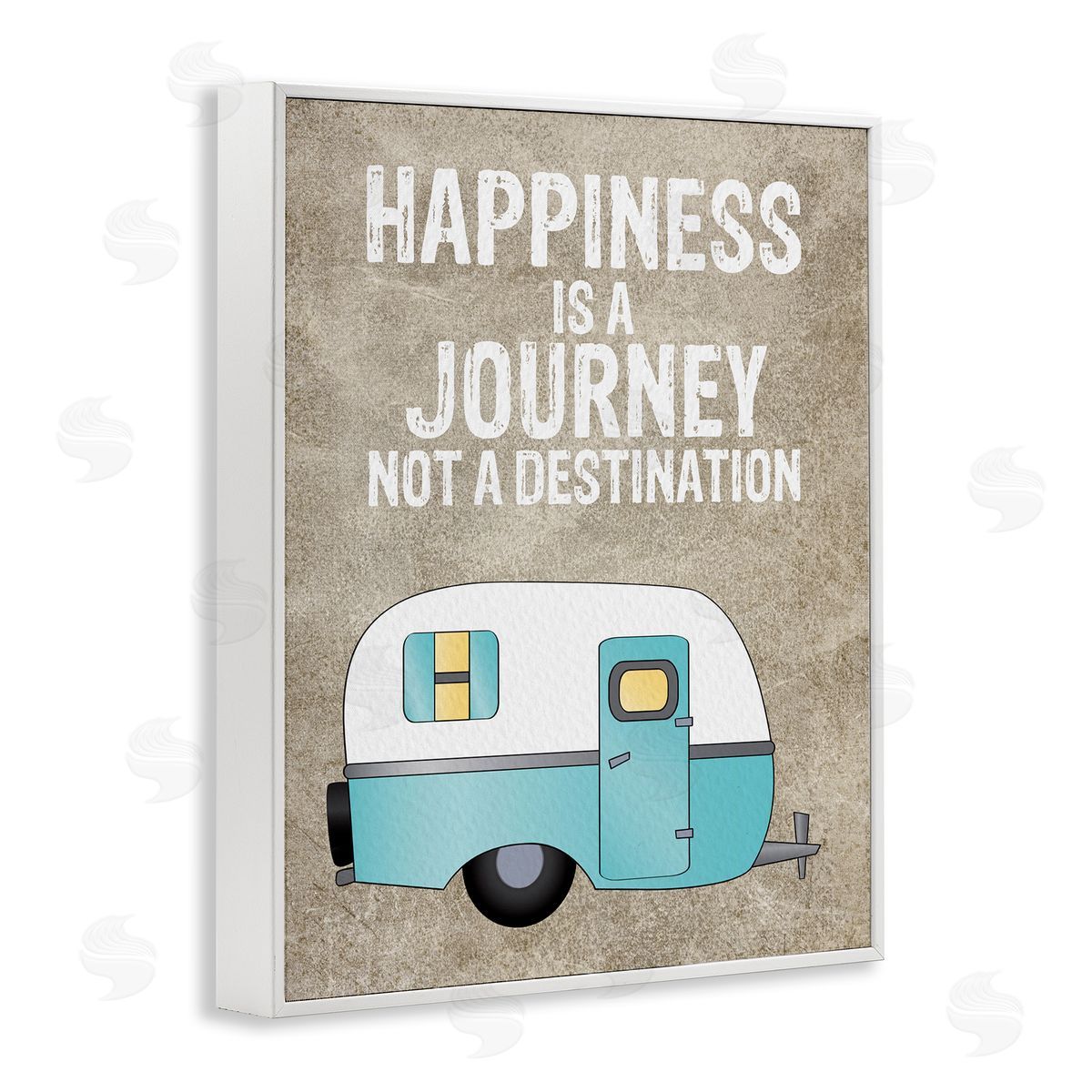 Amy Brinkman Happiness is a Journey Inspirational Adventure Quote  White Framed Giclee Wall Art Print