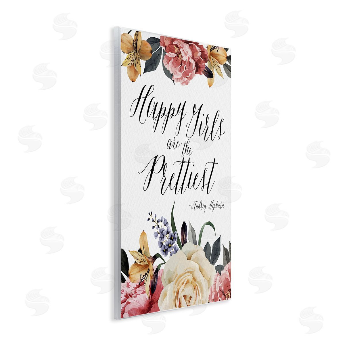 Amy Brinkman Happy Girls Are Prettiest Quote Floral Blossom   Wall Plaque Art Print