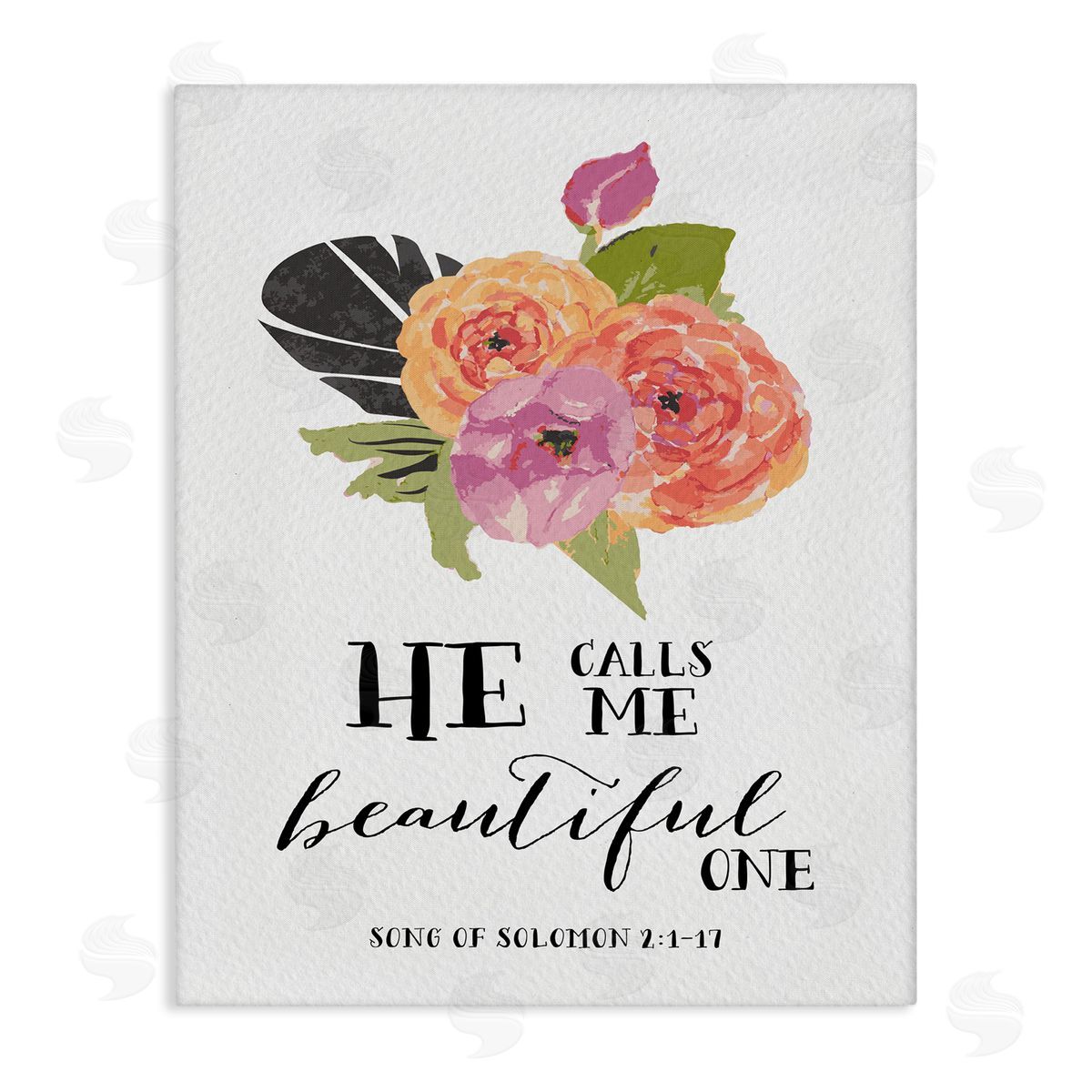 Amy Brinkman He Calls Me Beautiful One Spiritual Quote Typography  Stretched Canvas Wall Art Print