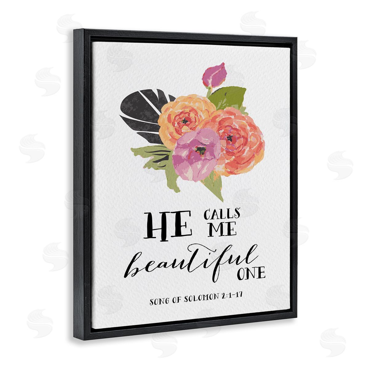 Amy Brinkman He Calls Me Beautiful One Spiritual Quote Typography  Black Floating Frame Canvas Wall Art Print