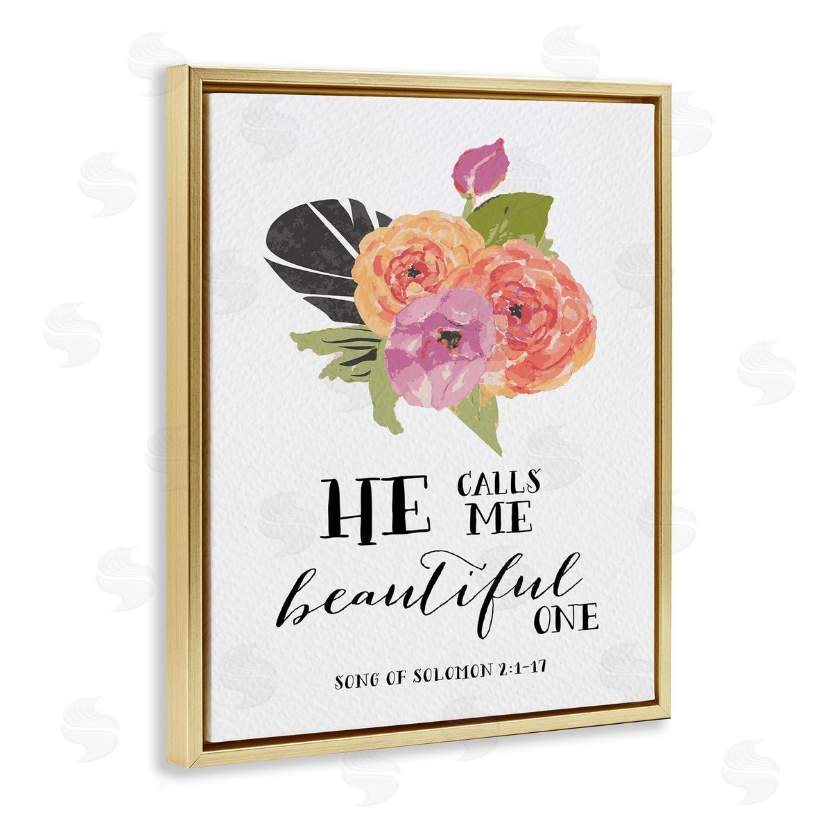 Amy Brinkman He Calls Me Beautiful One Spiritual Quote Typography  Gold Floating Frame Canvas Wall Art Print