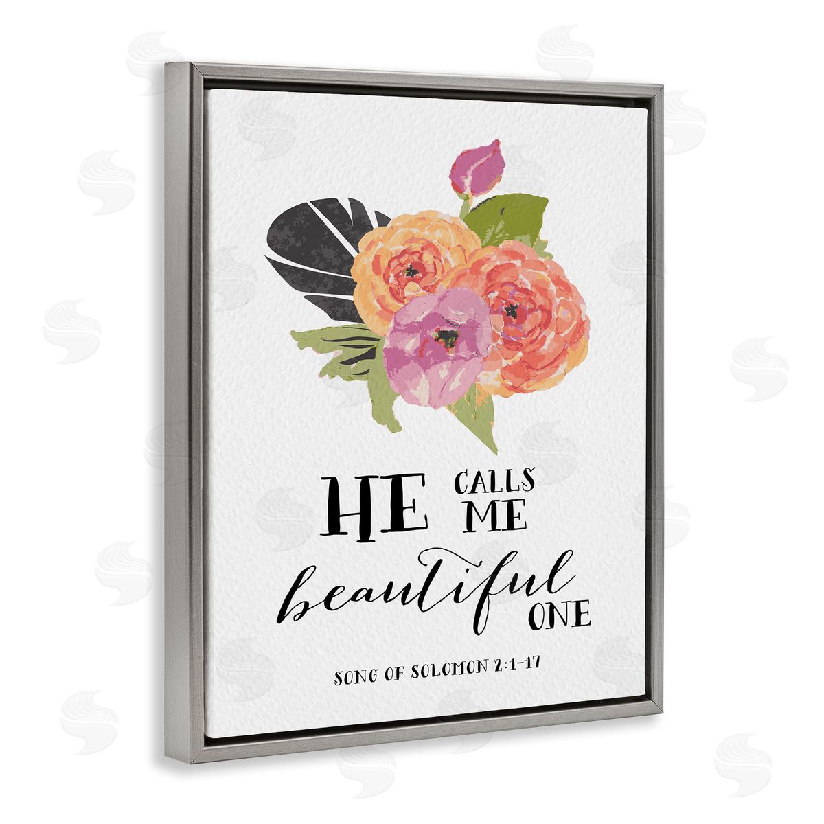 Amy Brinkman He Calls Me Beautiful One Spiritual Quote Typography  Gray Floating Frame Canvas Wall Art Print