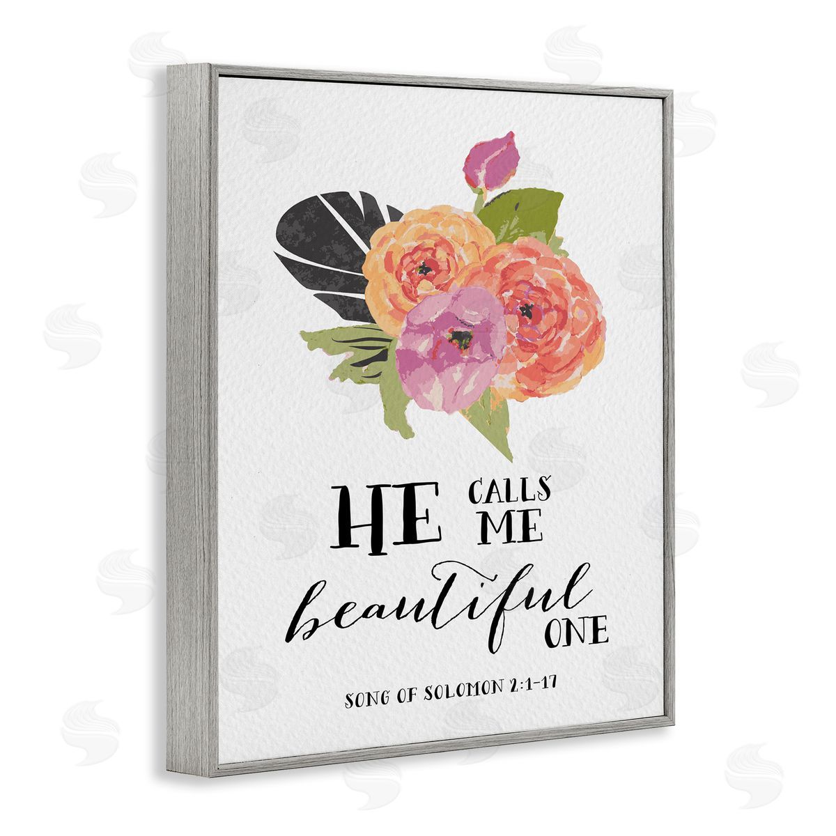 Amy Brinkman He Calls Me Beautiful One Spiritual Quote Typography  Gray Framed Giclee Wall Art Print