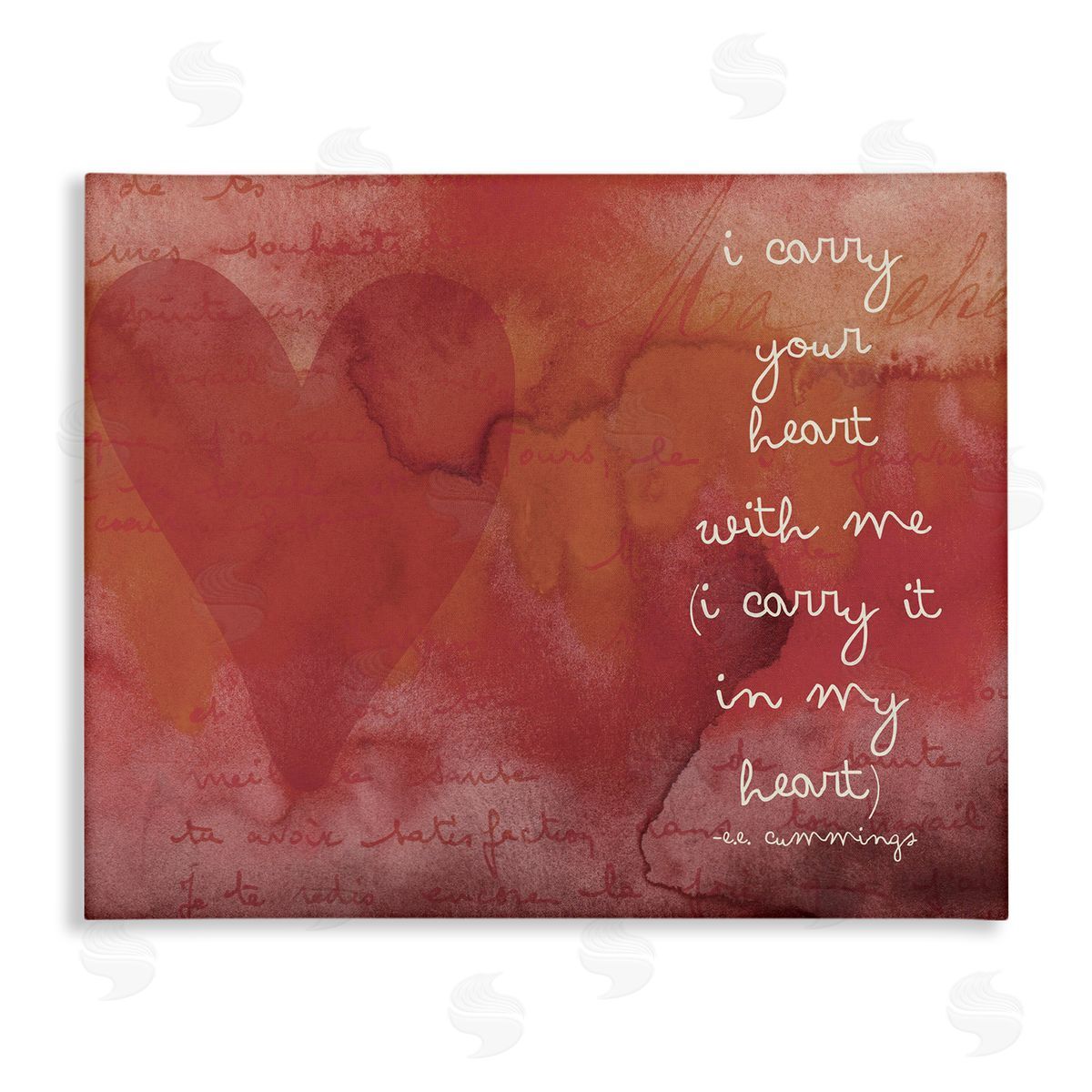 Amy Brinkman Romantic Love Quote Red Heart Typography  Stretched Canvas Wall Art Print