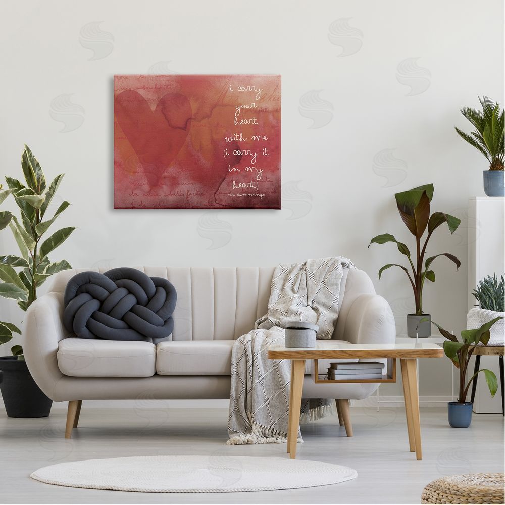 Amy Brinkman Romantic Love Quote Red Heart Typography  Canvas Wall Art Print in Room