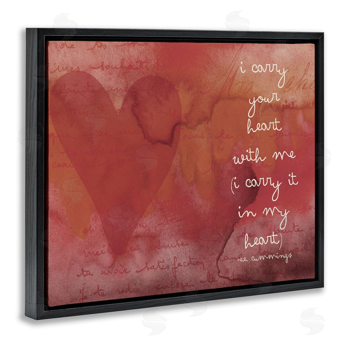 Amy Brinkman Romantic Love Quote Red Heart Typography  Black Floating Frame Canvas Wall Art Print