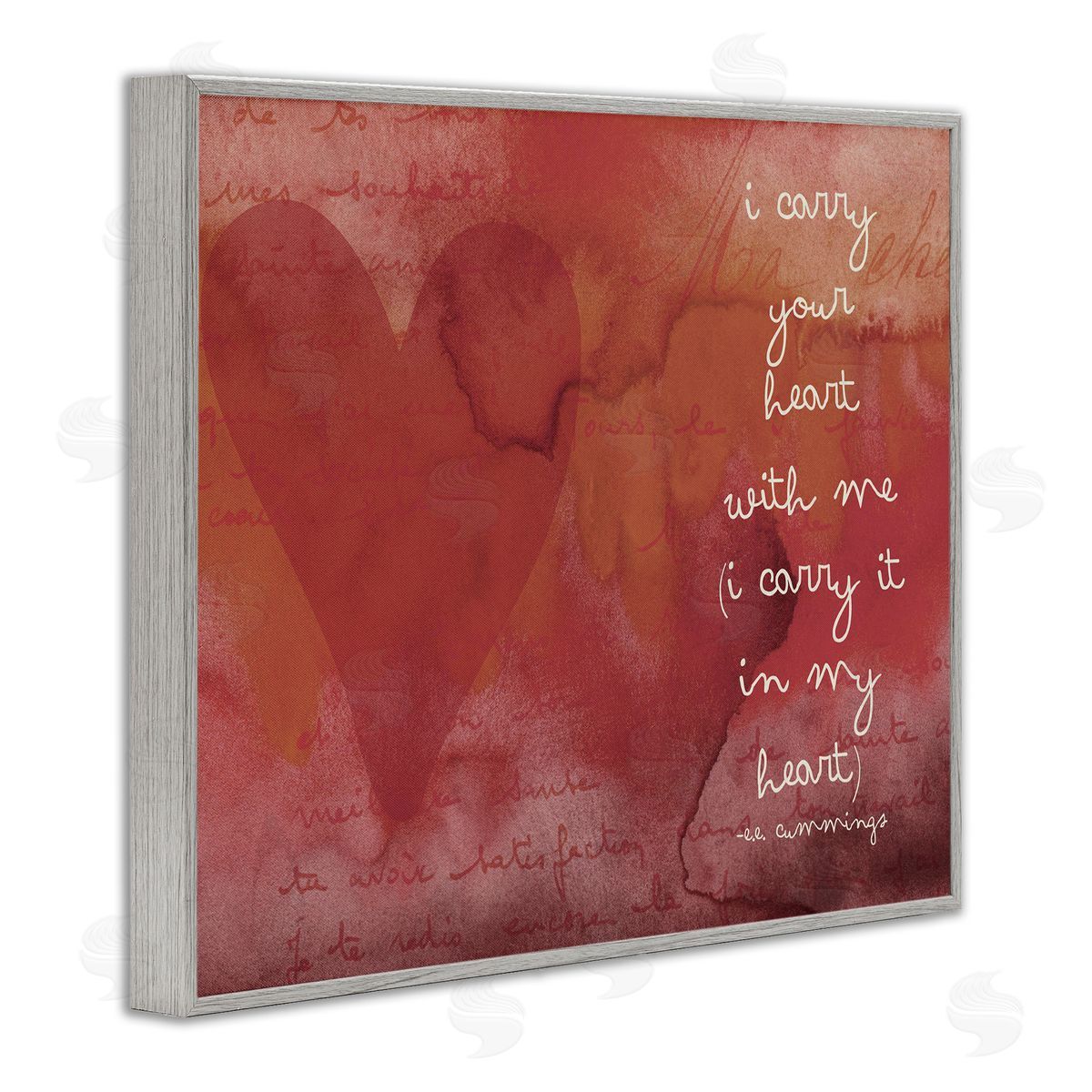 Amy Brinkman Romantic Love Quote Red Heart Typography  Gray Framed Giclee Wall Art Print