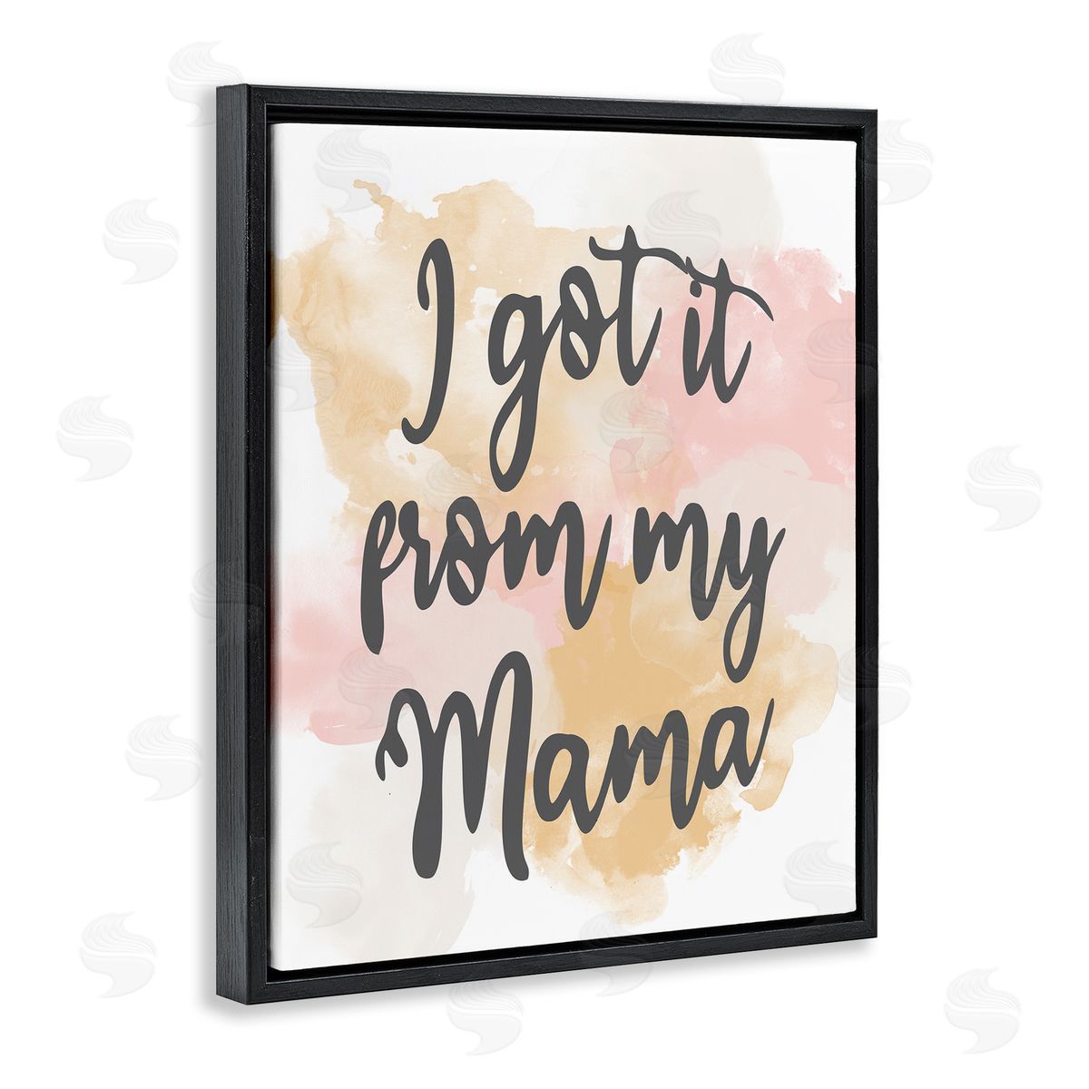 Kim Allen Got It From My Mama Watercolor Effect Calligraphy  Black Floating Frame Canvas Wall Art Print