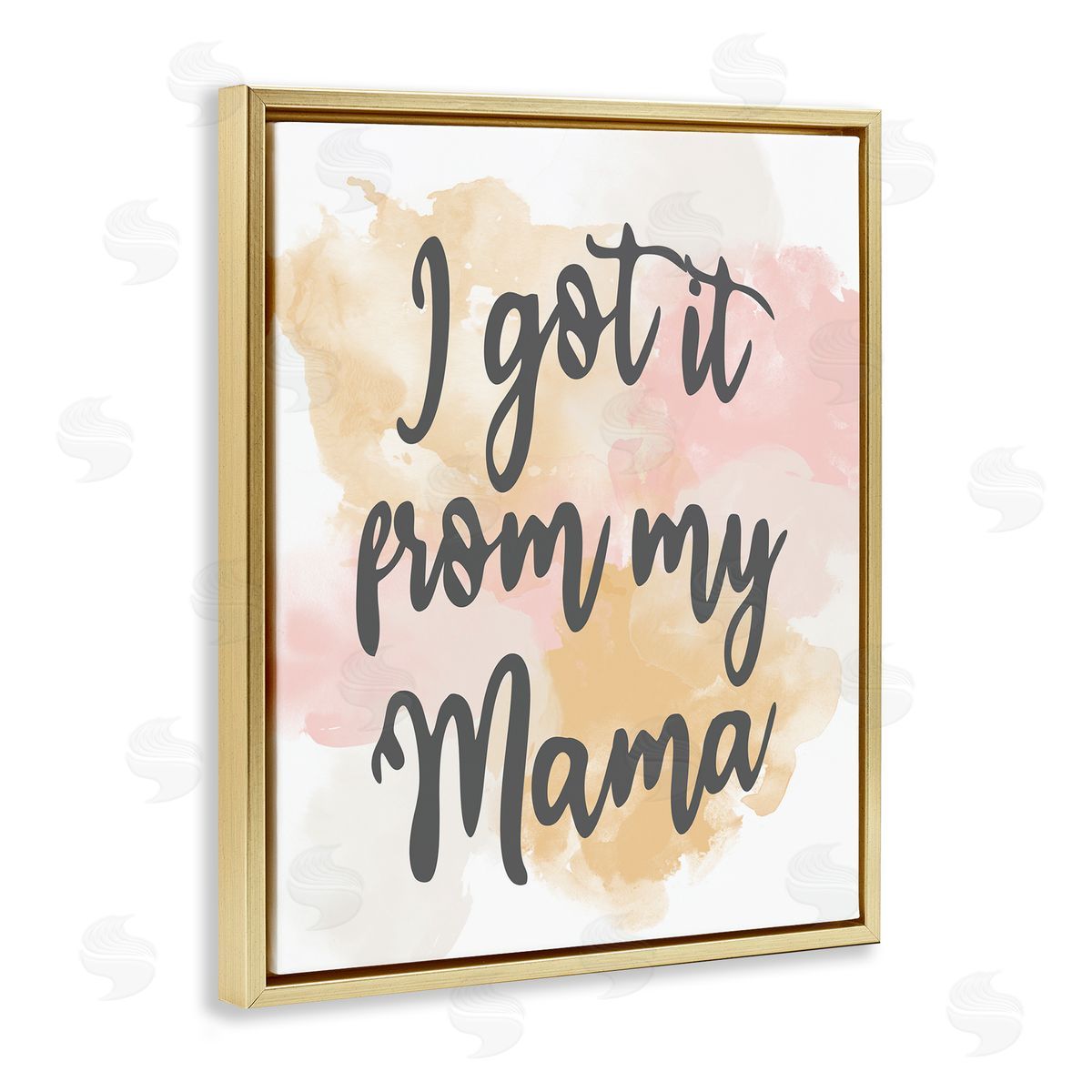 Kim Allen Got It From My Mama Watercolor Effect Calligraphy  Gold Floating Frame Canvas Wall Art Print