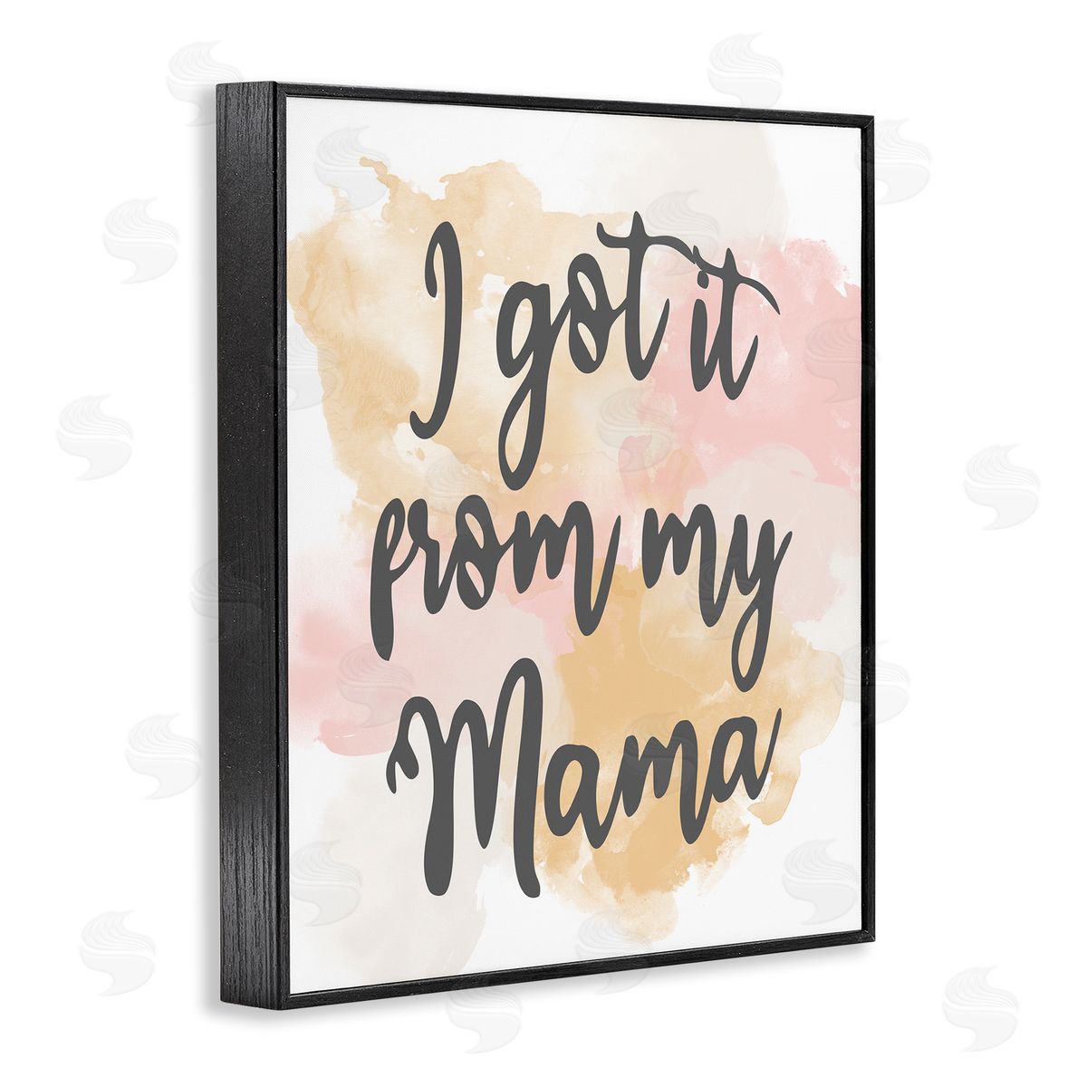 Kim Allen Got It From My Mama Watercolor Effect Calligraphy  Black Framed Giclee Wall Art Print