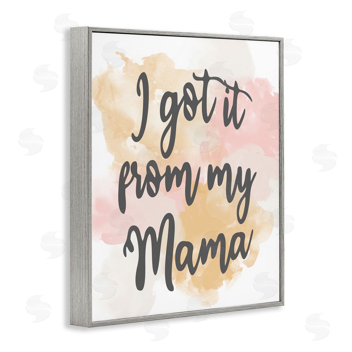 Kim Allen Got It From My Mama Watercolor Effect Calligraphy  Gray Framed Giclee Wall Art Print