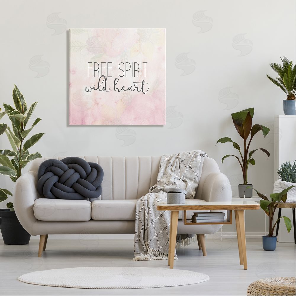 Kim Allen Free Spirit Wild Heart Inspirational Pastel Watercolor  Canvas Wall Art in Room