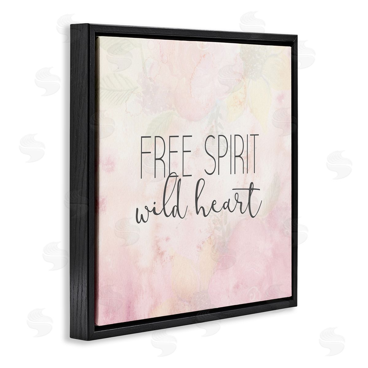 Kim Allen Free Spirit Wild Heart Inspirational Pastel Watercolor  Black Floating Frame Canvas Wall Art Print