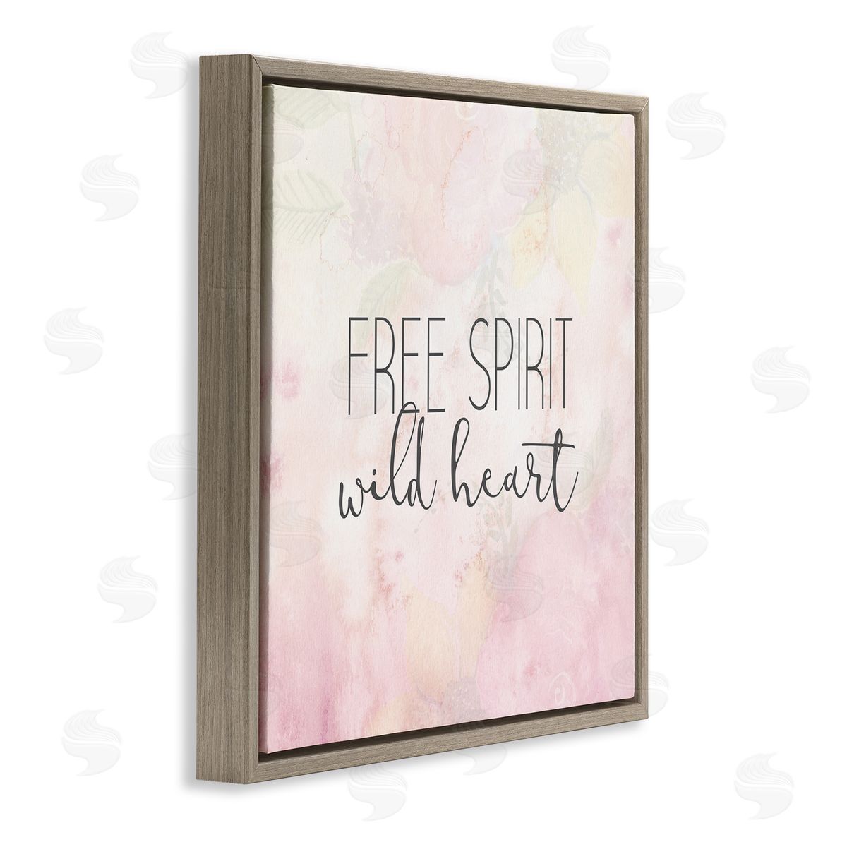 Kim Allen Free Spirit Wild Heart Inspirational Pastel Watercolor  Brown Floating Frame Canvas Wall Art Print