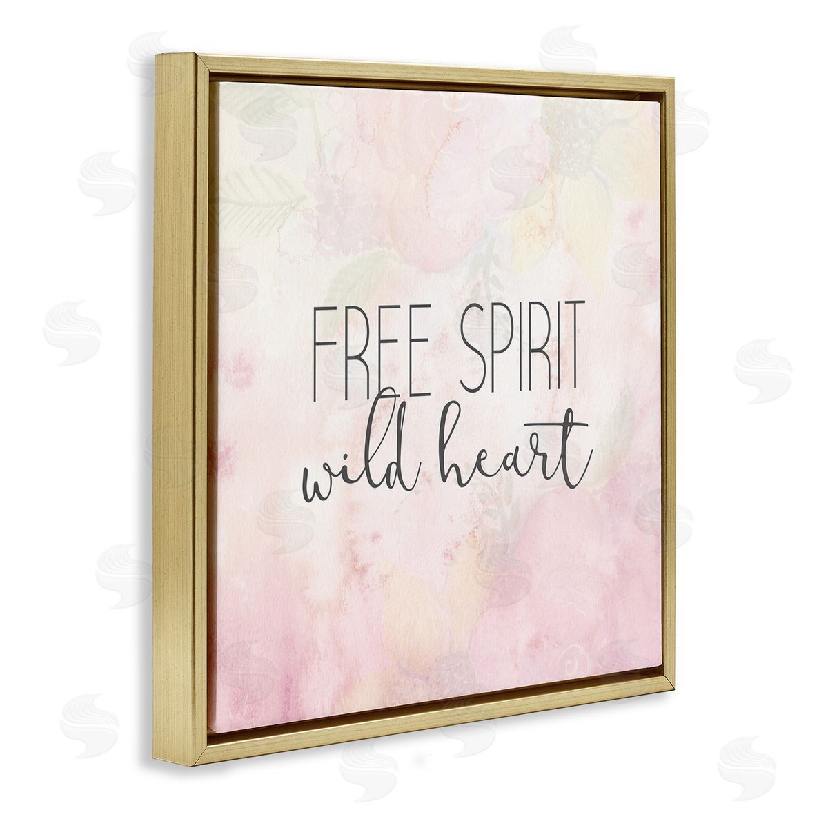 Kim Allen Free Spirit Wild Heart Inspirational Pastel Watercolor  Gold Floating Frame Canvas Wall Art Print
