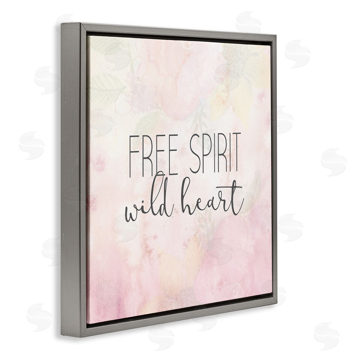 Kim Allen Free Spirit Wild Heart Inspirational Pastel Watercolor  Gray Floating Frame Canvas Wall Art Print