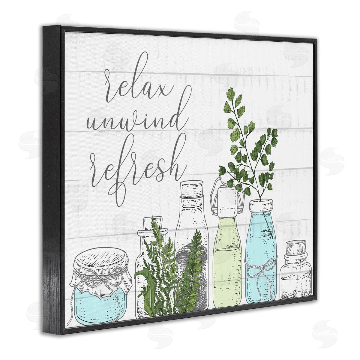 Kim Allen Relax Unwind Refresh Country Herbs Botanicals Jars  Black Framed Giclee Wall Art Print