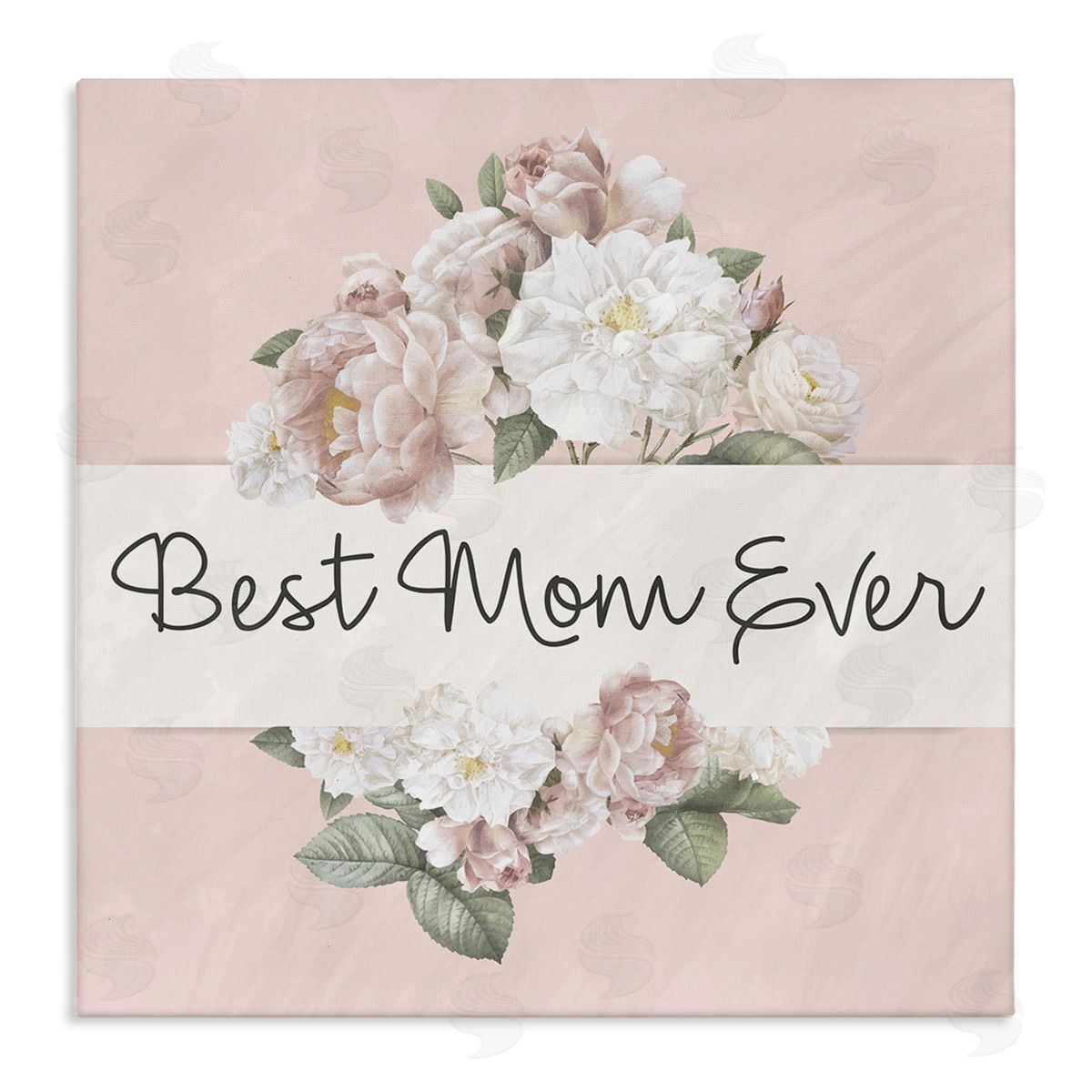 Kim Allen Best Mom Ever Delicate Flower Bouquet Text Quote  Stretched Canvas Wall Art Print