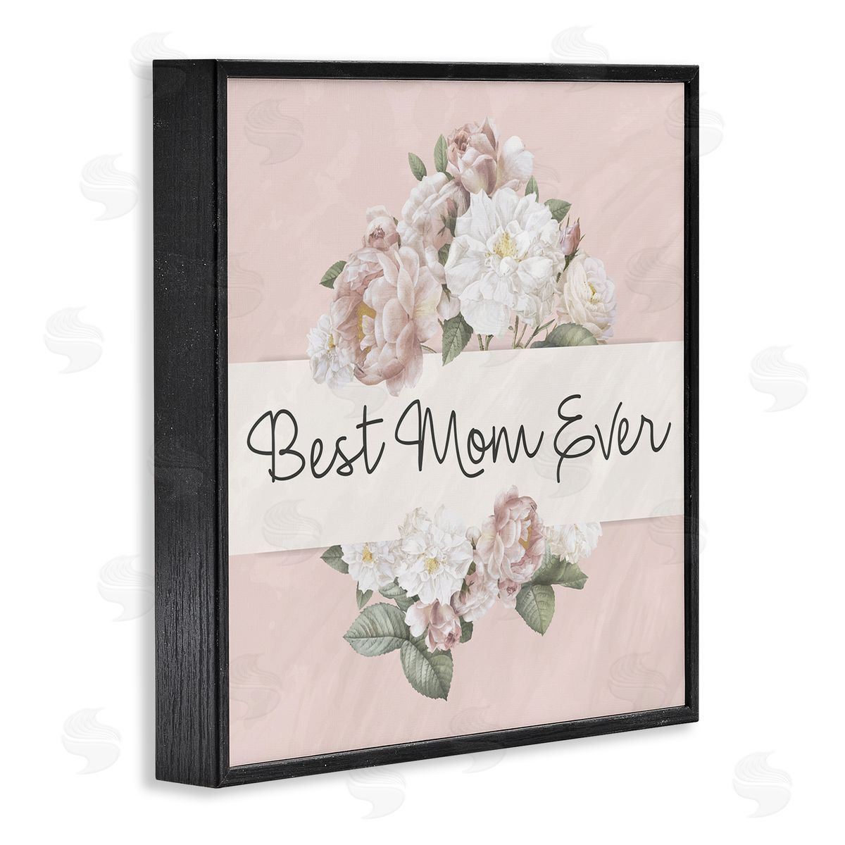 Kim Allen Best Mom Ever Delicate Flower Bouquet Text Quote  Black Framed Glicee Wall Art Print