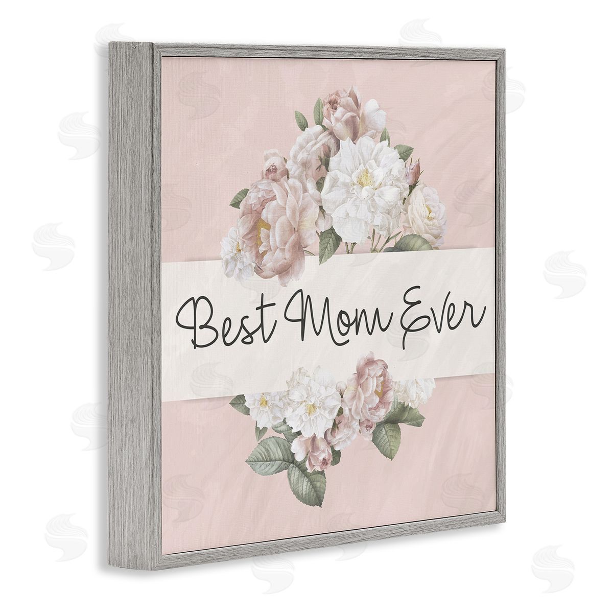 Kim Allen Best Mom Ever Delicate Flower Bouquet Text Quote  Gray Framed Glicee Wall Art Print