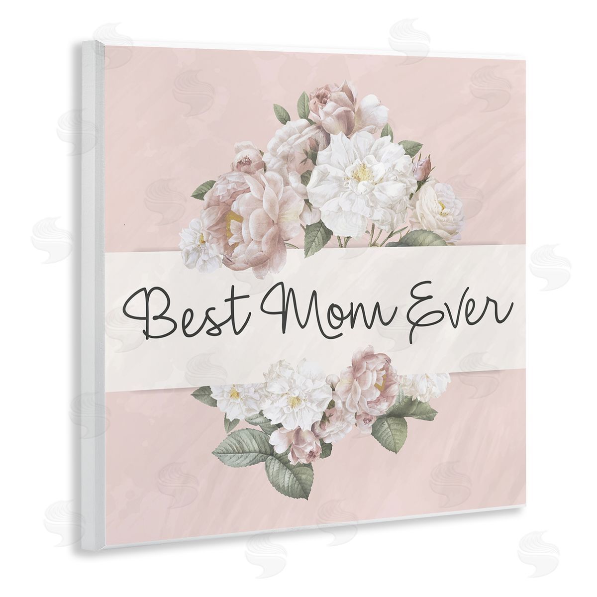 Kim Allen Best Mom Ever Delicate Flower Bouquet Text Quote  Wooden Wall Plaque Art Print