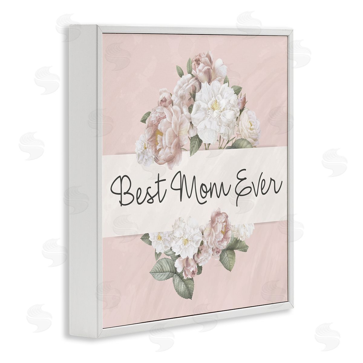 Kim Allen Best Mom Ever Delicate Flower Bouquet Text Quote  White Framed Glicee Wall Art Print