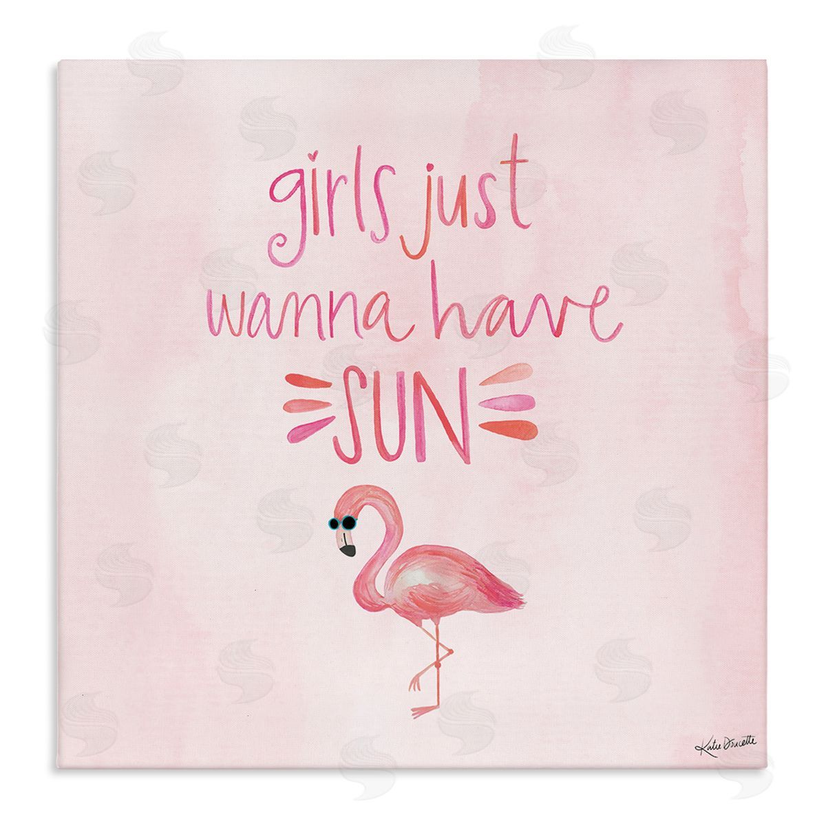 Katie Doucette Girls Just Wanna Have Sun Tropical Summer Phrase  Stretched Canvas Wall Art Print
