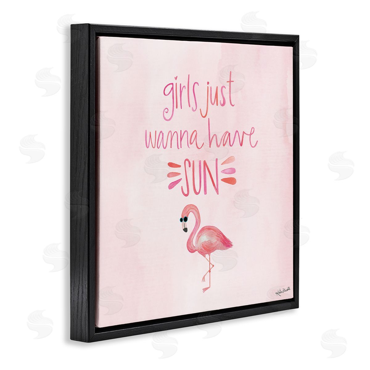 Katie Doucette Girls Just Wanna Have Sun Tropical Summer Phrase  Black Floating Frame Canvas Wall Art Print