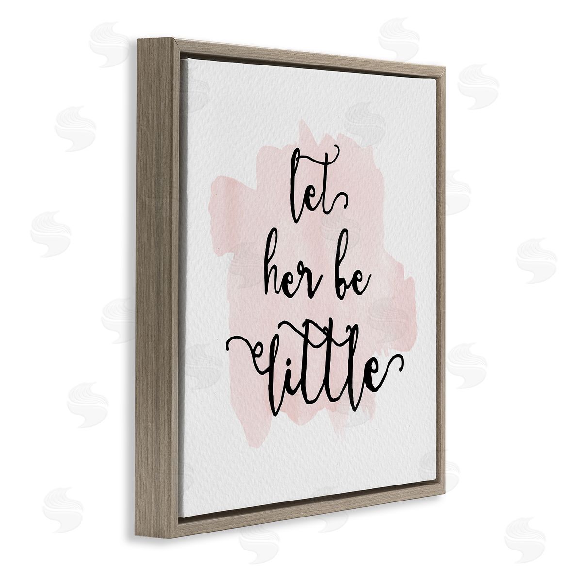 Amy Brinkman Let Her Be Little Nursery Baby Calligraphy  Brown Floating Frame Canvas Wall Art Print