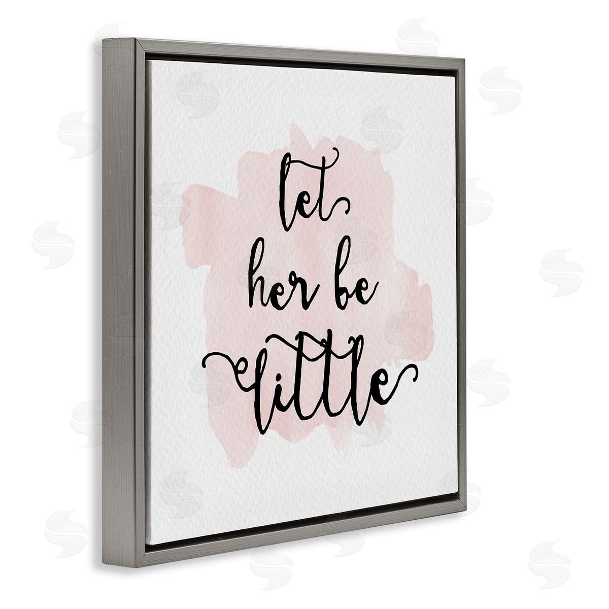 Amy Brinkman Let Her Be Little Nursery Baby Calligraphy  Gray Floating Frame Canvas Wall Art Print