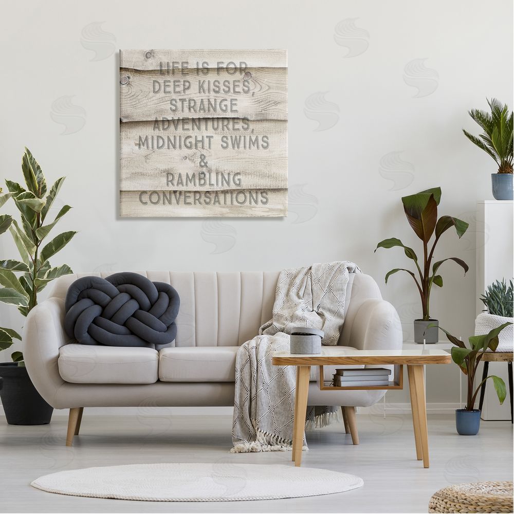 Amy Brinkman Romantic Motivational Typography Phrase Rustic Grain Design  Canvas Wall Art in Room