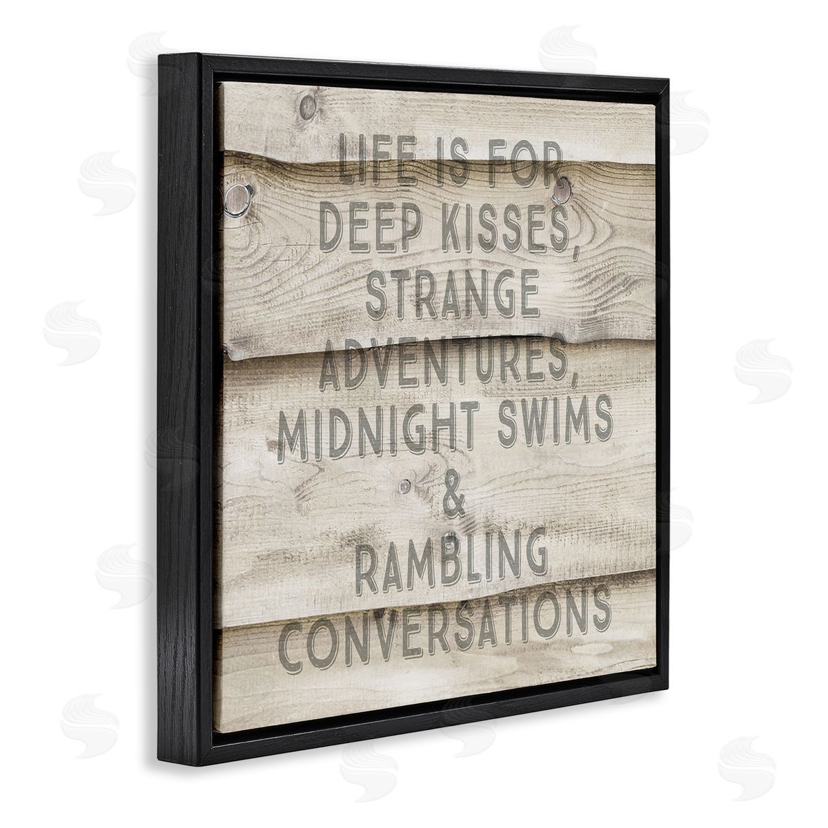 Amy Brinkman Romantic Motivational Typography Phrase Rustic Grain Design  Black Floating Frame Canvas Wall Art Print
